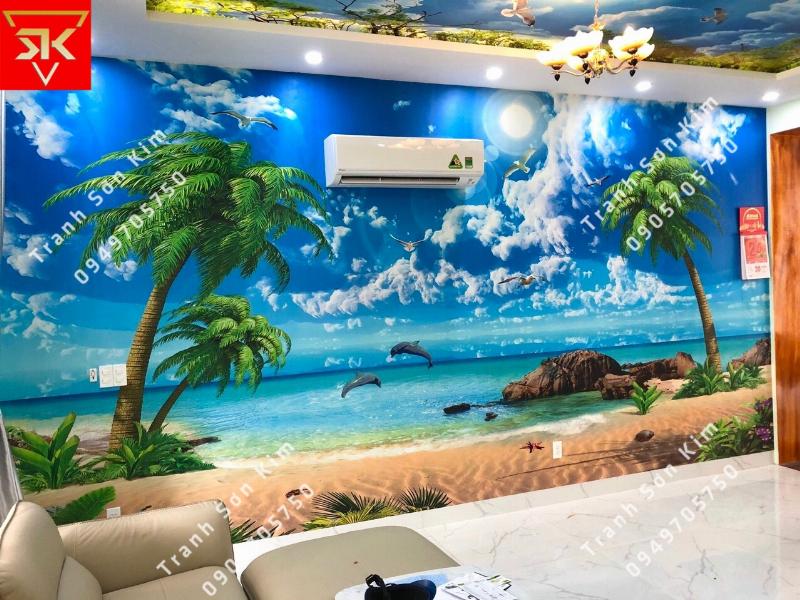 Lựa chọn hình ảnh 3D biển cho phòng lớn để tạo điểm nhấn ấn tượng